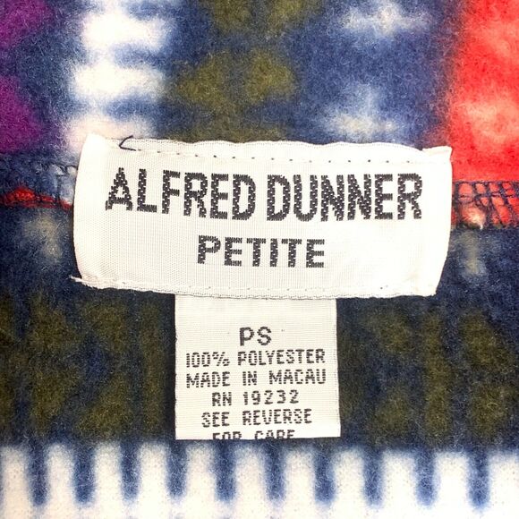 ALFRED DUNNER Fleece Jacket Petite Small Red Blue Vintage Fair Isle Nordic EUC - Picture 4 of 6